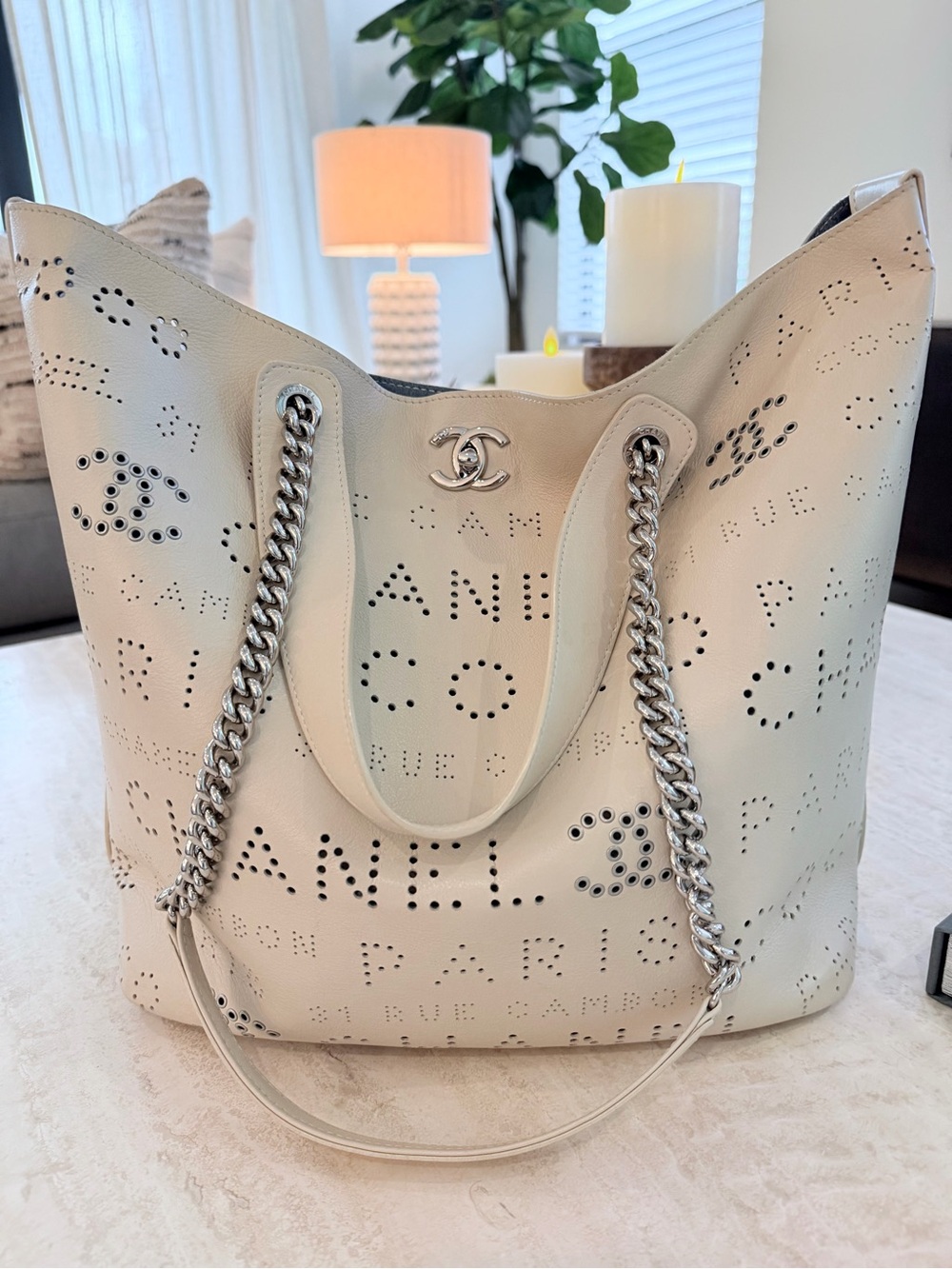 CHANEL Eyelet Shopping Tote- Karl Lagerfeld Collection